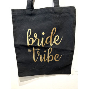 Women’s Black And Gold Bride Tribe Canvas Tote Medium Bag Tote